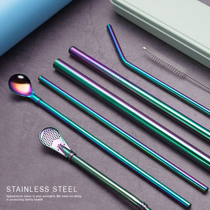 metal straw stainless yerba mate metal straws reusable straw bag eco friendly stainless steel straw for beer Tapioca Pearls tube