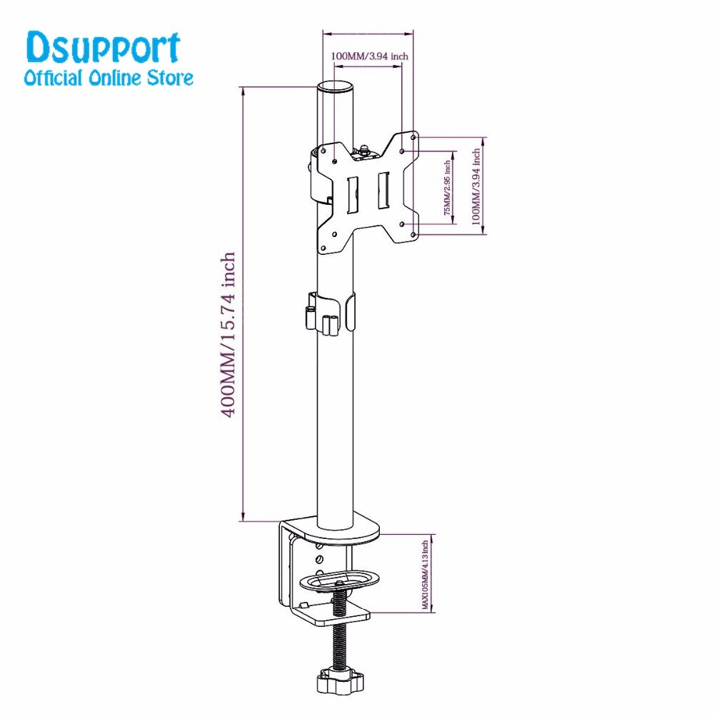 Fully Adjustable Single Arm LCD LED Monitor Stand Desk Mount Bracket for 13"-27" Screen Max VESA 100x100 MD6401
