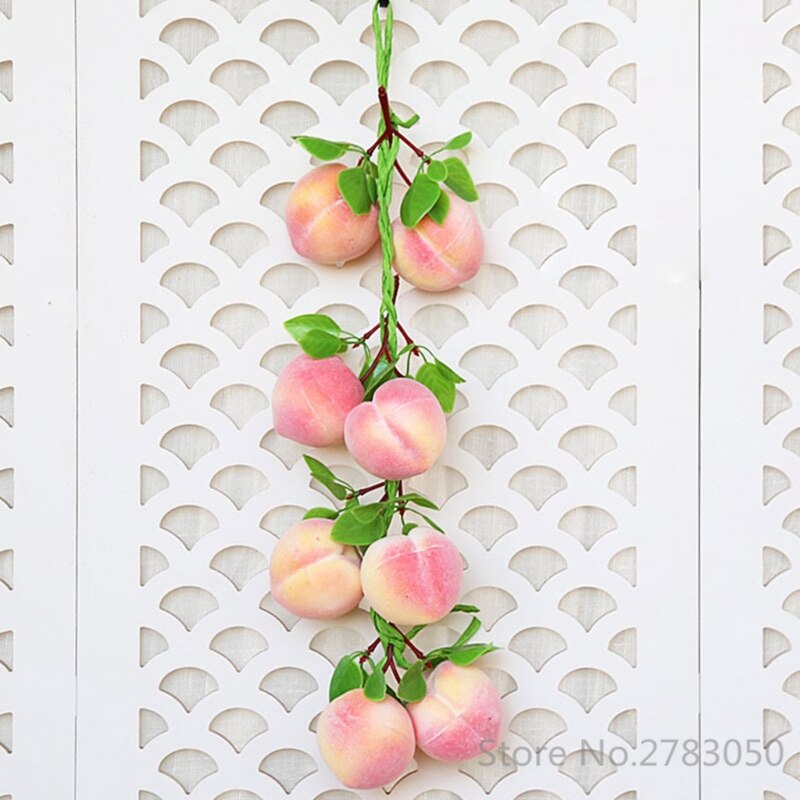 Artificial Fruit Vegetables Peach Lemon Mango String for Restaurant Hotel Home Garden Decoration Hanging Pendant Display Props