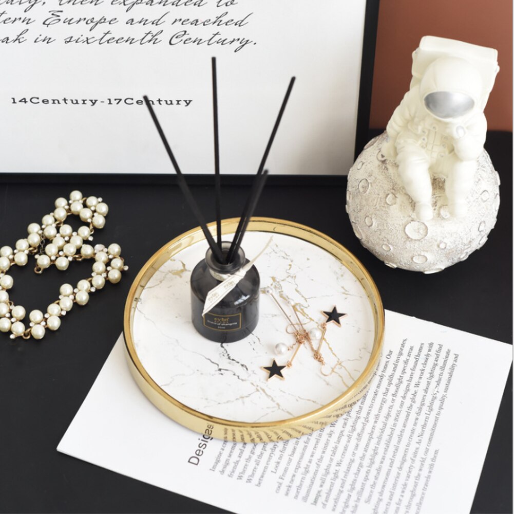 Light Luxury Marbled Ceramic Trays Jewelry Storage Tray Cosmetic Key Ceramic Plate Dessert Trays Serving Tray For Home Storage