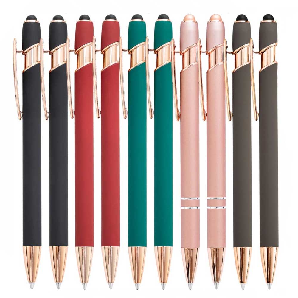 Bolígrafo de 5-10 piezas con punta para lápiz óptico, metal, bolígrafo con lápiz óptico 2 en 1, tinta negra de 1,0 mm para teléfono inteligente, tableta: Negro