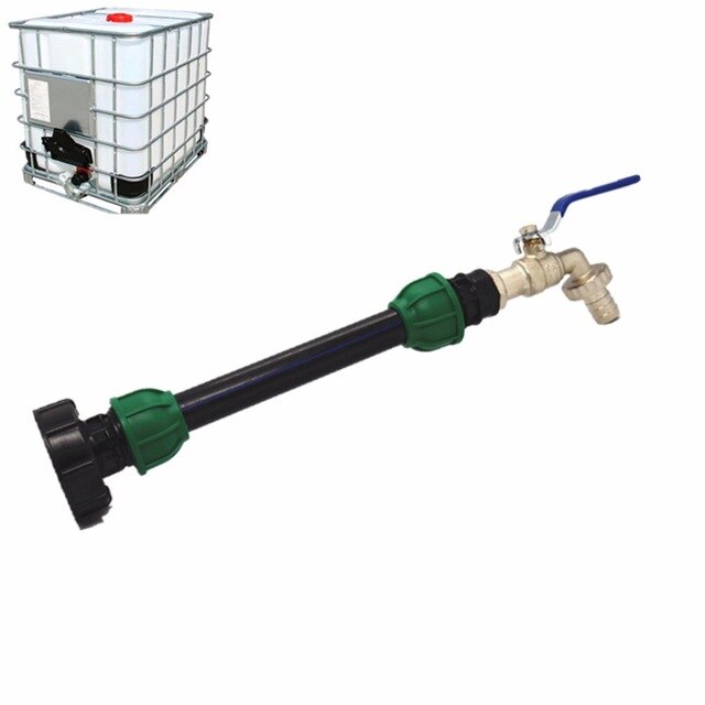 For IBC Adapter Connection Lever Set For 2 Tanks Outlet Tee Connector+Tap Valve IBC Ton Barrel Garden Tool Set PE Connector: 6
