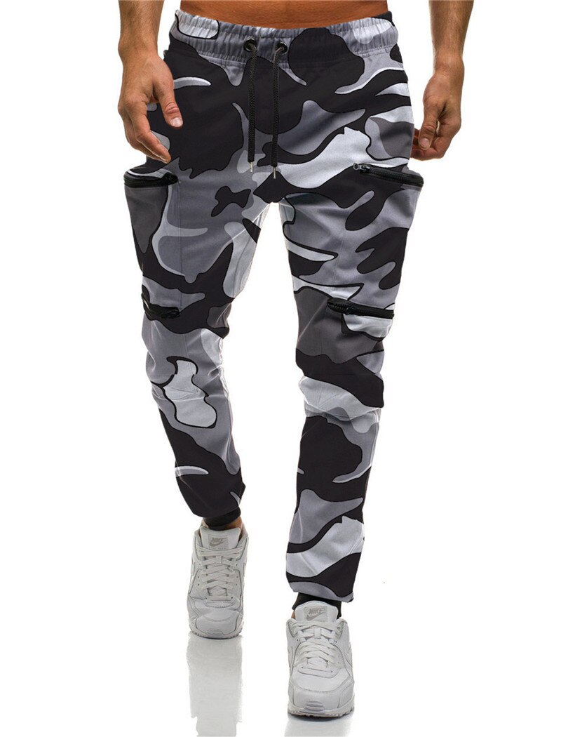 rouge Camouflage multi-poches Cargo pantalon hommes Joggers coton Harem pantalon Hip Hop pantalon Streetwear XXL