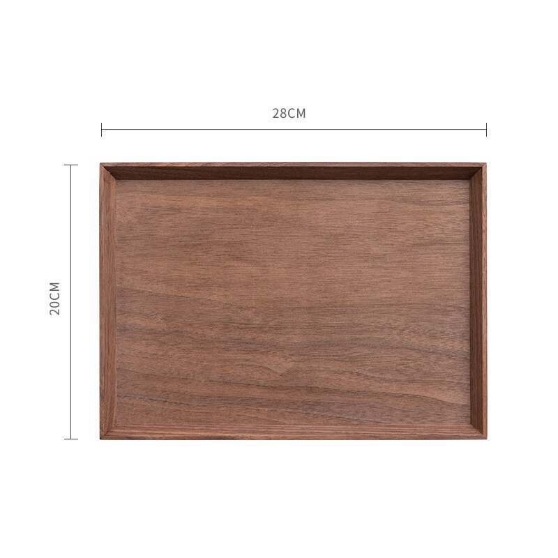 Natürliche Schwarz nussbaum massivholz tablett rechteckigen tablett aus holz Japanischen geschirr haushalt obst tablett holz tablett Tee Tablett: 28X20