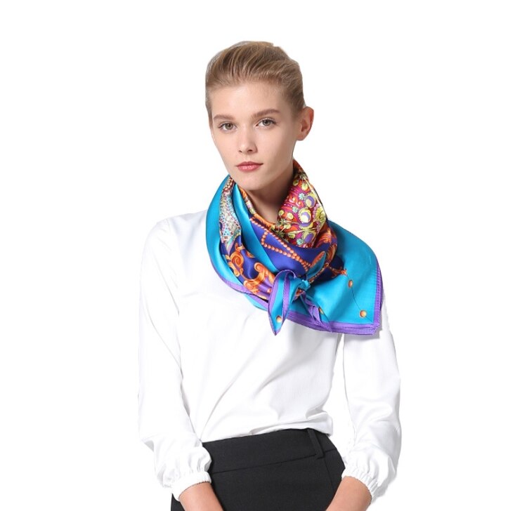 Hof Handgemaakte Zijde Zeefdruk Gedrukt Zijden Sjaals Zijde Zijde Crêpe Satijn Grote Vierkante Handdoek