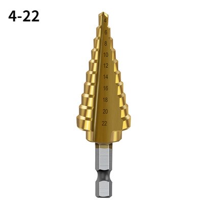 3-12mm 4-12mm 4-20mm HSS Straight Groove Step Drill Bit Set Titanium Coated Wood Metal Hole Cutter Core Drill Bit Set: 4-22