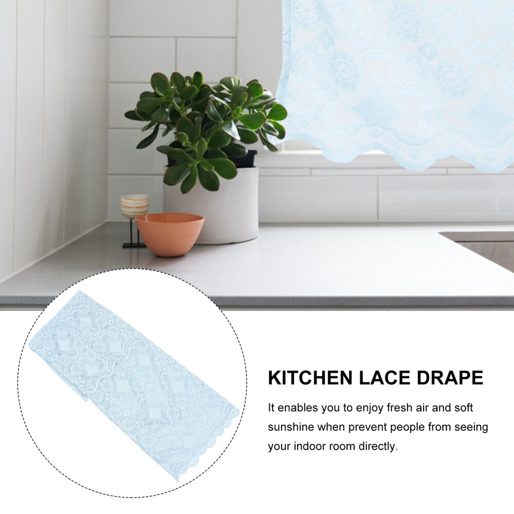 Lace Short Sheer Curtain Rod Pocket Window Voile Sheer Drape for Kitchen