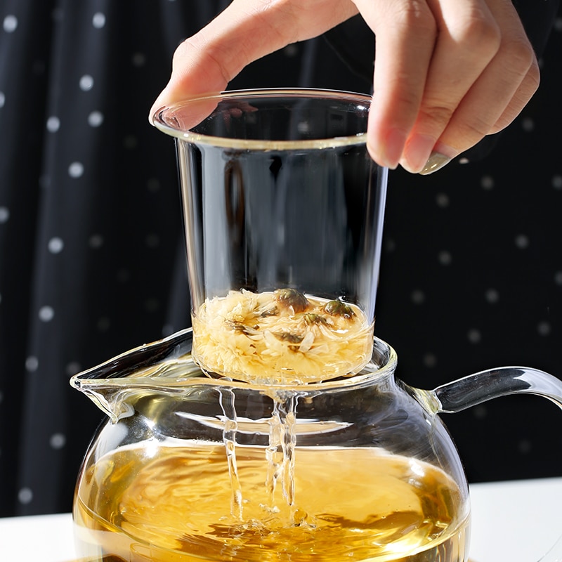 Glass Teapot Infuser Cups Set Good Clear Borosilicate Stovetop Safe Kettle Blooming and Loose Leaf Tea Pots Oneisall