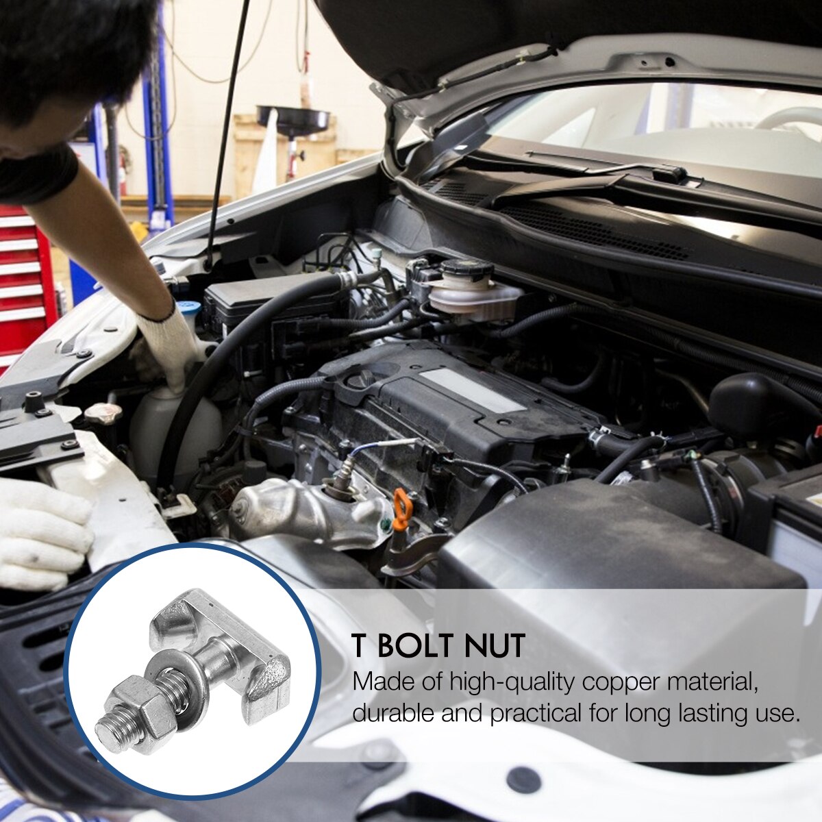 2pcs Car Screw T-Bolt Battery Cable Terminal Stainless Steel Automobiles Bolts