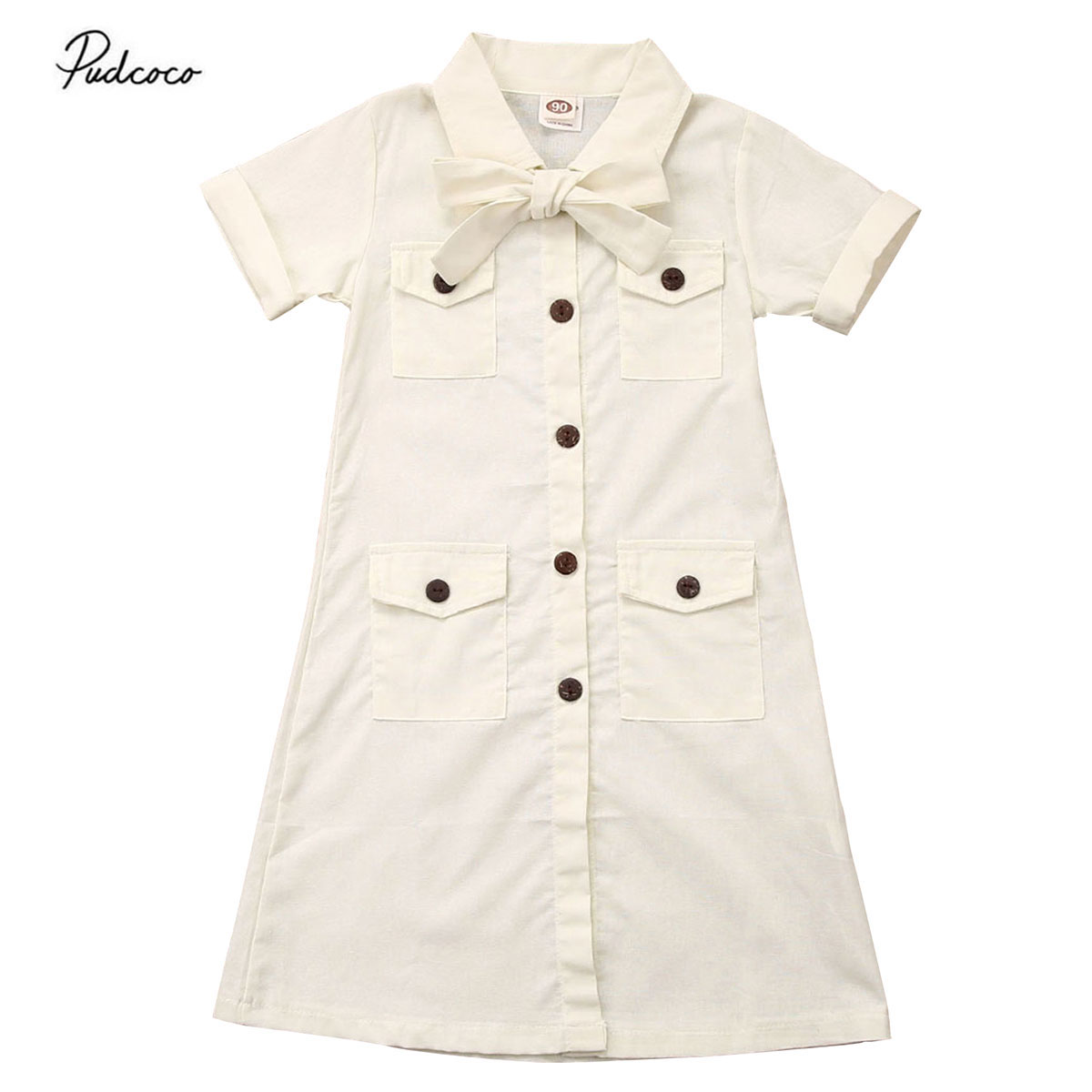 Meisjes kinderen peuter trenchcoat korte mouwen knoopjes mantel effen zakken knoopjes tops bovenkleding zomer tops