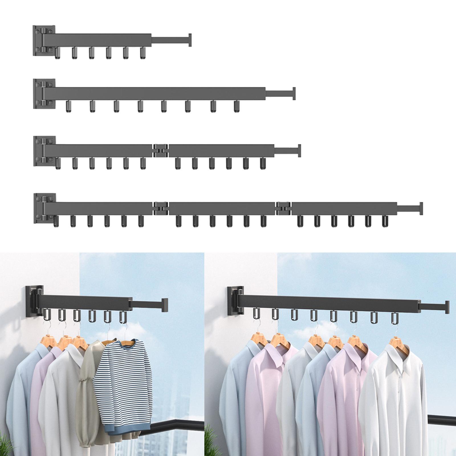 Foldable Clothes Hanger Hanging Rack Heavy Duty Retractable Wall Mount Clothes Drying Rack for Dorm Laundry Outdoor Bedroom Home