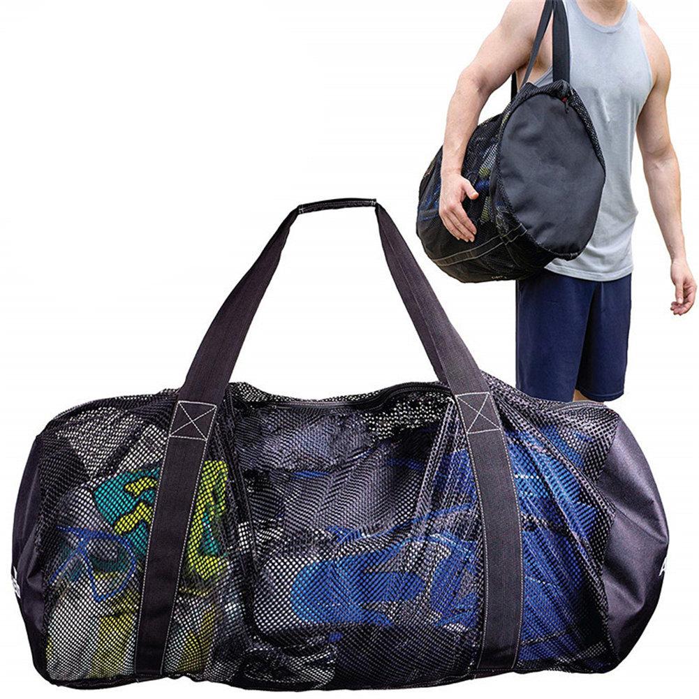 Foldable Portable Beach Bag Mesh Storage Bag Outdoor Beach Park Swimming Towel Clothes Organizer Swimming Bag