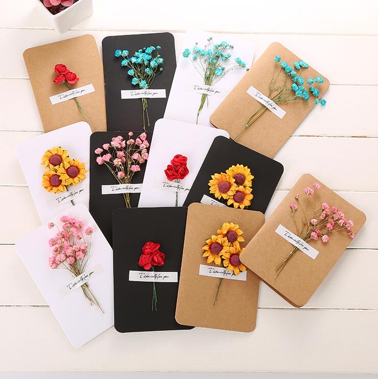 Tørre blomsterkort bursdagskort for jente barn kone mann bursdagskake gratulasjonskort postkort kort