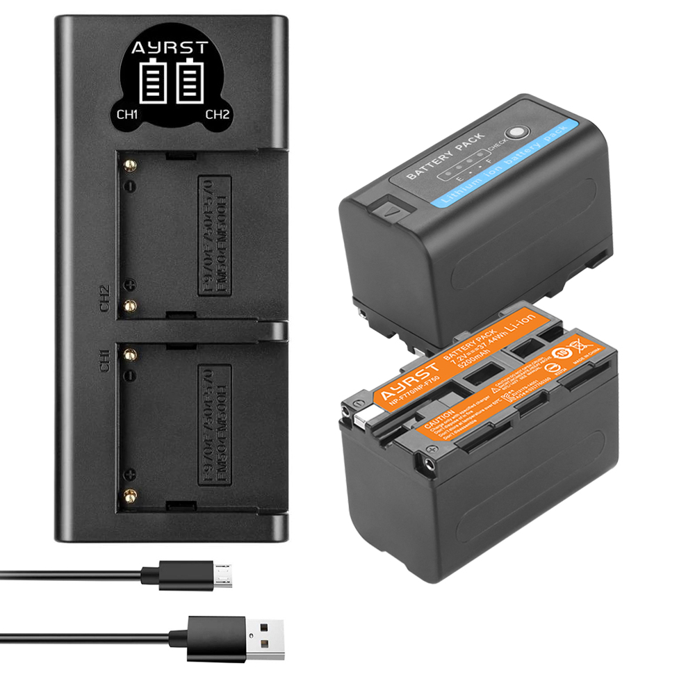 5200- mah-akku mit led-anzeige für sony np f970 f960 f550 f570 qm91d ccd -rv100  f750 np f770 np-f750 led-usb-ladegerät: 2 akkus mit ladegerät