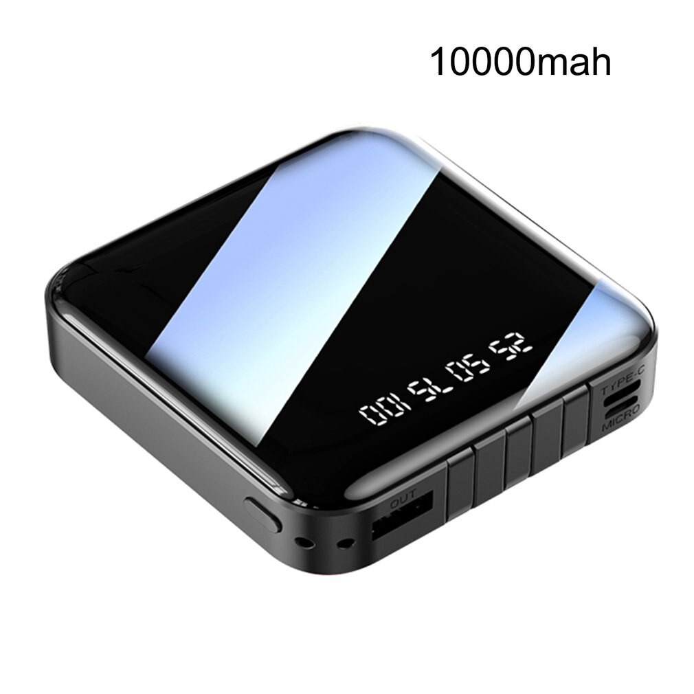 charging treasure set with a three-line mini high-capacity digital display mobile power supply wireless charging bin: Black 10000mah