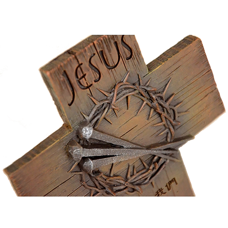 Hars Imitatie Houten Jesus Cross Decoratie Ornamenten Christelijke Kruis Accessoires Desktop Home Decor Articulos Religiosos