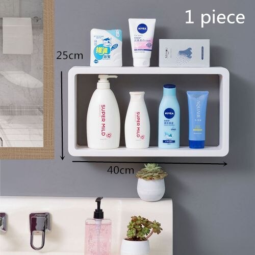 Bathroom Corner Shelf 2 Layer Wall Hanging Vanity Cosmetics Storage Racks Bathroom Organizer Shower Caddy Rack Shampoo Holder: 45cmx25cm 1pcs