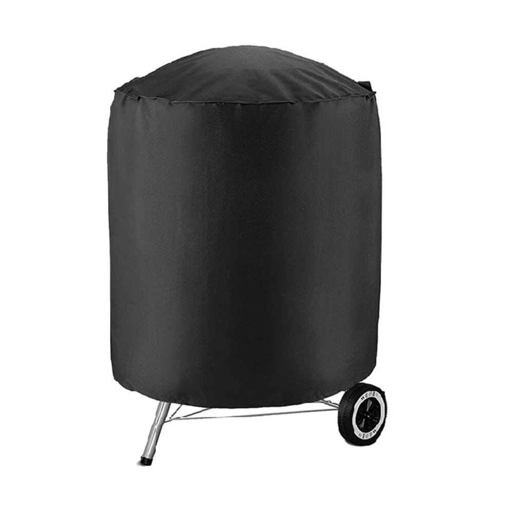 Black Round Cover For Barbecue Grill Fire Pit Waterproof Dustproof Cover For Garden Terrace Practical BBQ Grill Cover Home Tools