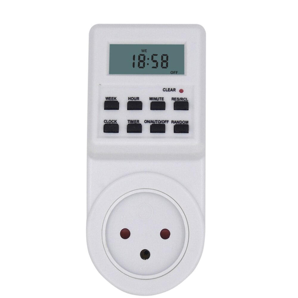 Eu uk us fr br-kontakt digital veckoprogrammerbar el-vägg plug-in eluttag timer brytare uttag tidsklocka 220v 110v ac