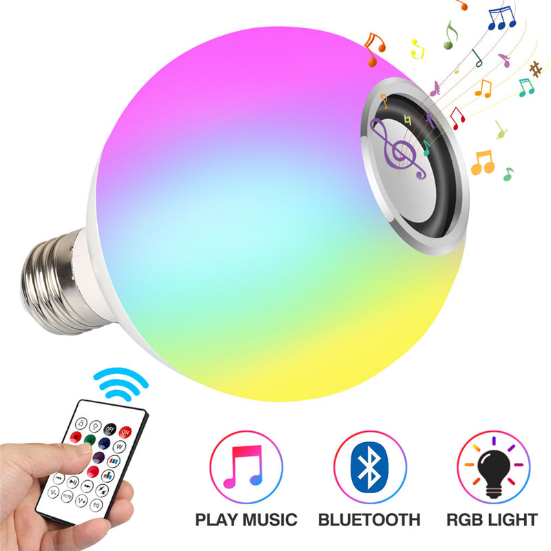 Smart E27 Rgb Wit Bluetooth Speaker Led Lamp Verstelbare Muziek Licht Draadloze Led Licht Afstandsbediening
