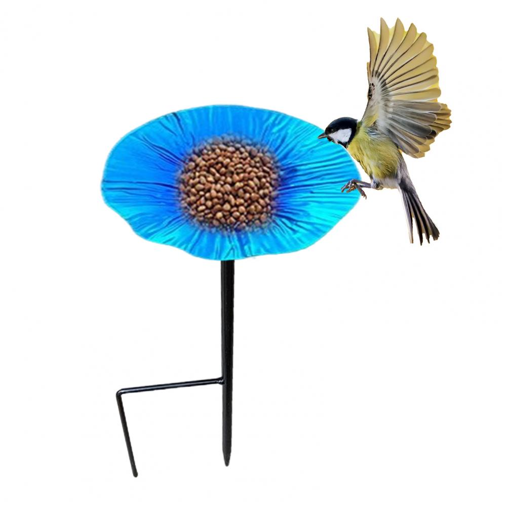 Fácil de instalar alimentador de pássaros quintal alimentador de pássaros de metal estaca para jardim ao ar livre pátio rega resistente para pássaros