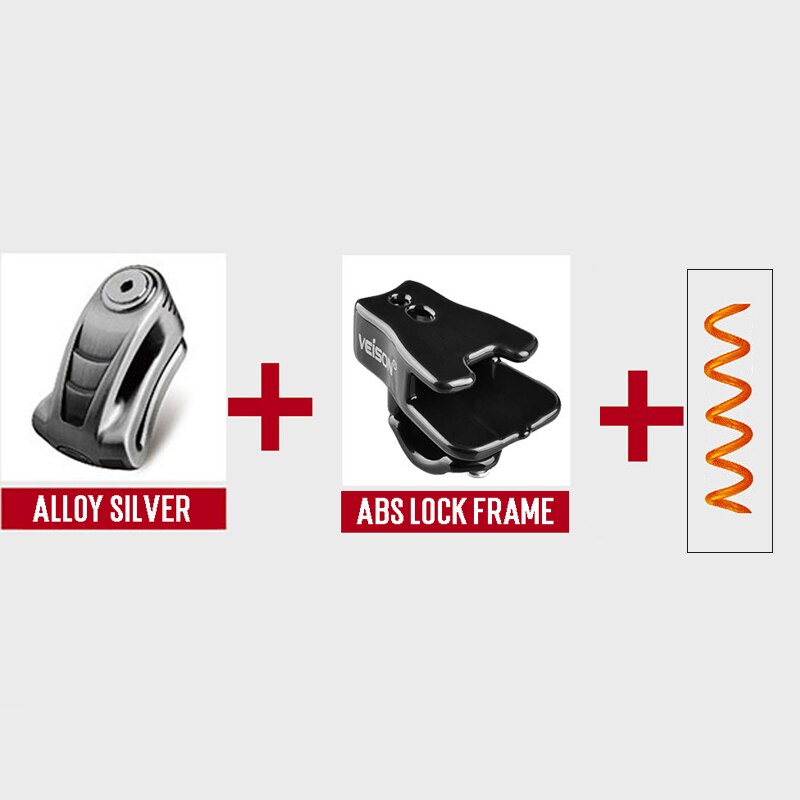 Veison Motorfiets Anti-Diefstal Beveiliging Disck Lock Motorbike Veiligheid Scooter Rotor Remmen Disc Lock Hangslot Motor Lock: Alloy SILVER SET