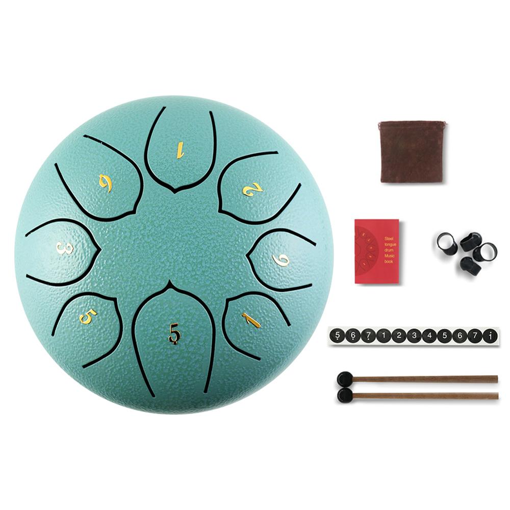 Tong Drum 6 Inch Staal Tong Drum Set 8 Tune Hand Pan Drum Pad Tank Sticks Draagtas Slaginstrumenten accessoires: sky blue