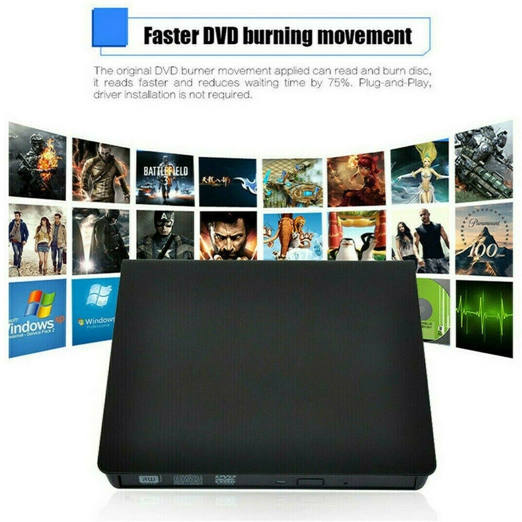 Portable USB 3.0 DVD-ROM CD ROM Optical Drive External SlimDisk Reader Desktop PC Laptop Tablet DVD Player