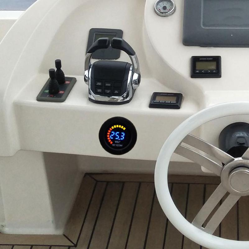 Holdbart voltmeter bærbart, delikat 3- cifret voltmeter voltmåler med lavspændingsalarm til 12-24v- bils bådlastbil