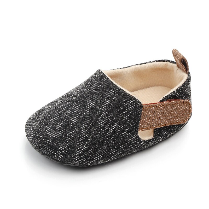 Chaussures souples en toile pour bébé,souliers pour enfant, -né, garçon, en tissu, intérieur, extérieur, semelle antidérapante, premiers pas, printemps, automne,: Black / 13-18 mois