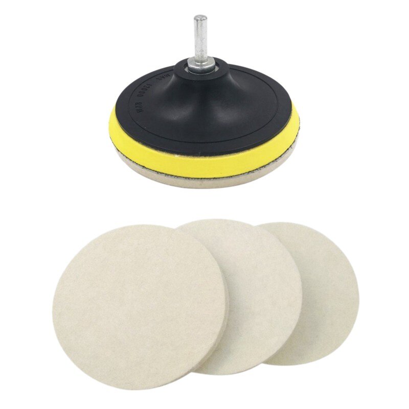 3Pcs 5inch Wool Polishing Buffing Pad Bonnets and Backing Pad with Drill Adapter Kit for Polishing Auto Car Glass Plastic Metal: White