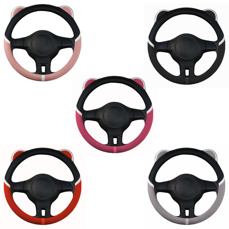 Schattige oortjes auto stuurhoes modieus antislip ademend auto-interieur