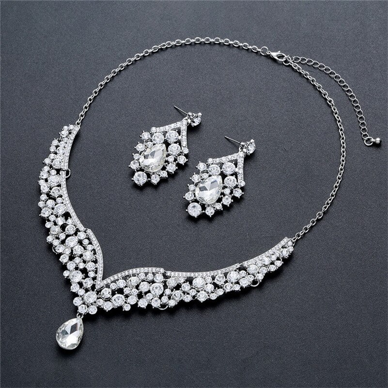 CC Jewelry Set Necklaces Earrings Luxury Wedding Accessories For Women Bridal Shine Cubic Zircon Party Fine Jewelry D022