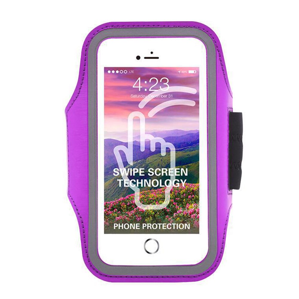 neue Sport Arm Gürtel Fingerprint Entriegelung Handy Arm Paket Mit Tauchen Material Multi-directional Kopfhörer Loch: 5.5 Inch Purple