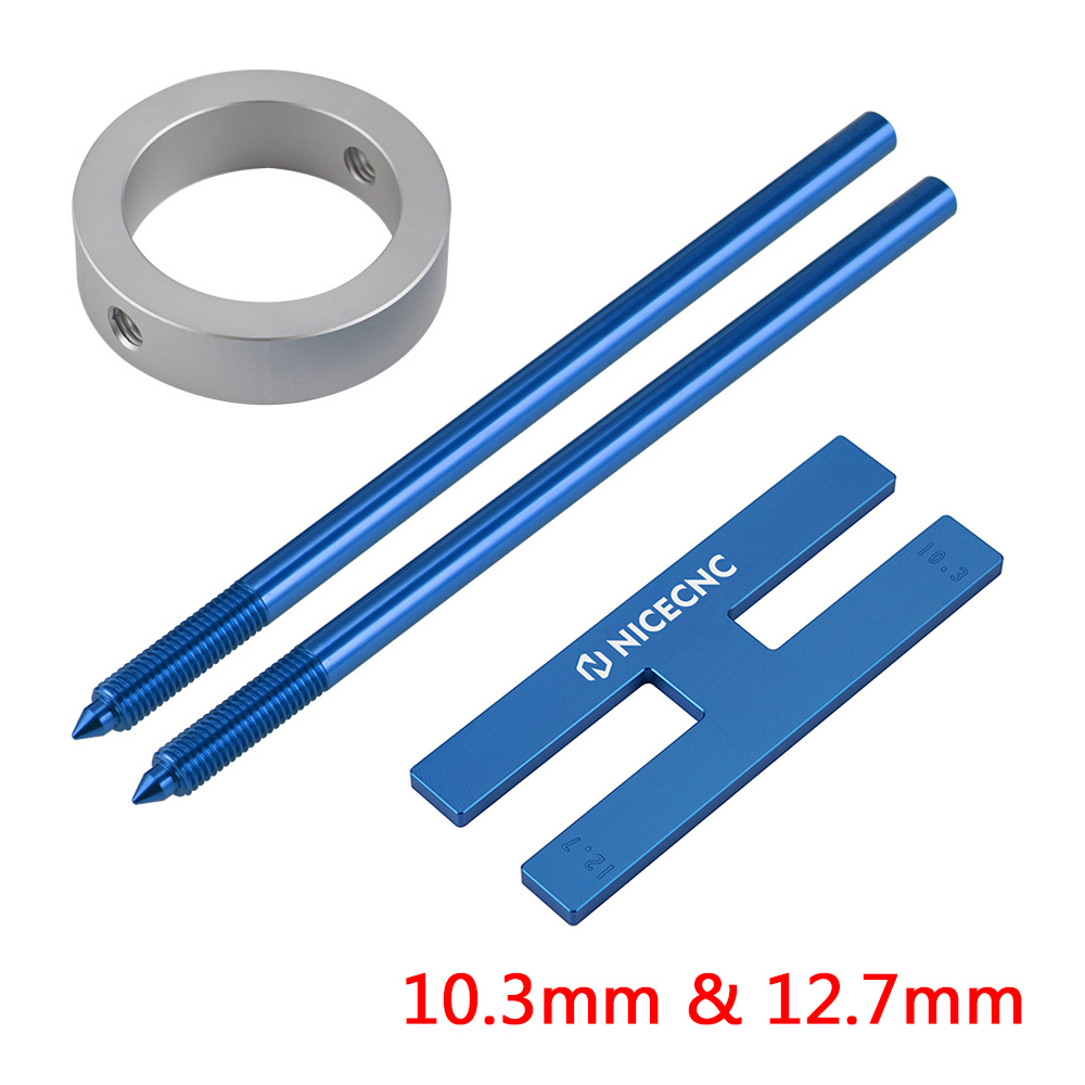Herramienta Universal de sujeción de varilla amortiguadora de horquilla para motocicleta, herramienta de compresor de resorte de horquilla, herramienta de purga de horquilla de suspensión, Kit de reparación de horquilla: Azul