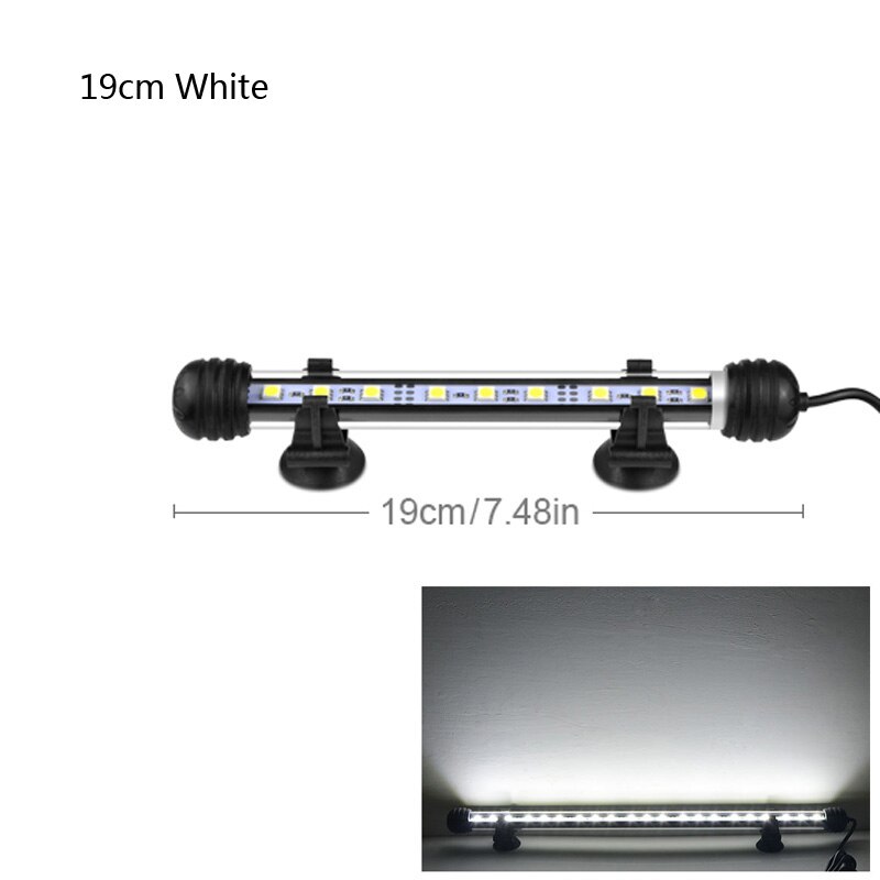 Aquarium LED Aquarium lamp 9cm 29cm 39cm 49cm LED Buis Lamp 9/15/ 21/27leds Bar Light Submersible Waterdichte 100-240V US Plug: 19CM White
