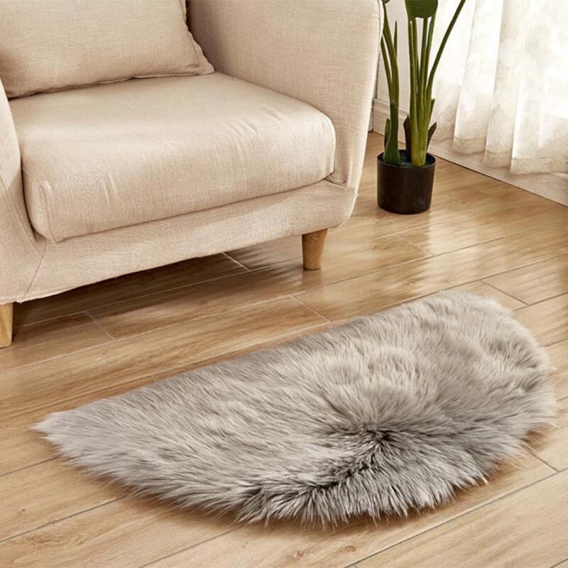 Faux Schapenvacht Bont Stoel Kussen Karpetten voor Slaapkamer Vloer Shaggy Zijdeachtige Pluche Tapijt Wit Nachtkastje Mat Zachte: Gray