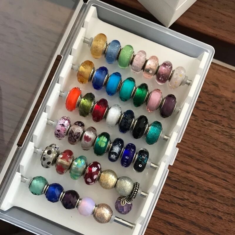 Akryl charme perler og fund display bakke æske til trold armbånd halskæde perle vintage smykker perle opbevaring organizer taske