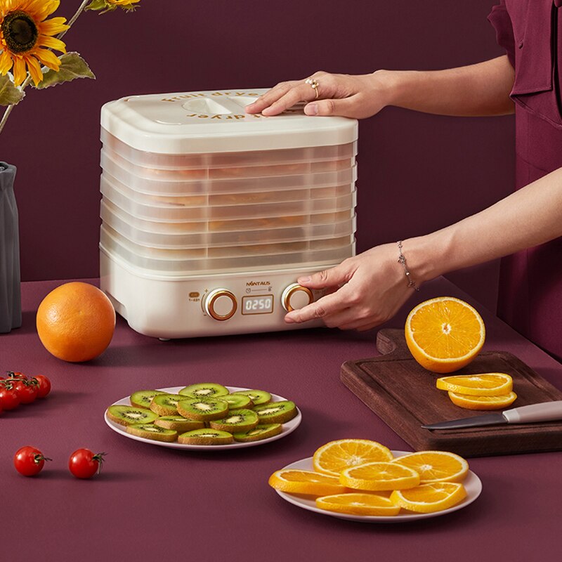 220V Household Dried Fruit Maker Automatic Food Dryer Multifunction Fruit Vegetables Spices Dehydrator Adjustable Height 5 Layer