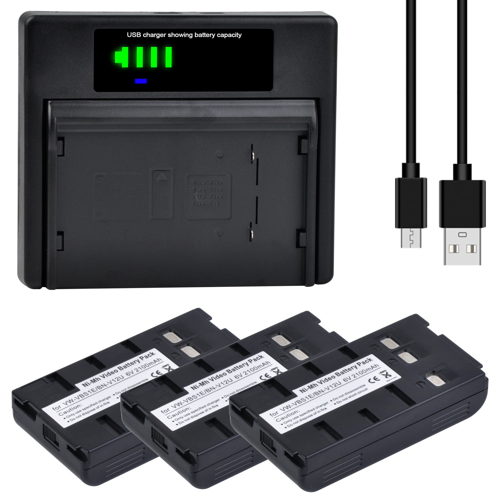 2100Mah Camcorder Batterij + Led Charger BN-V12U VW-VBS1E Voor Jvc BN-V10U BN-V11U BN-V12U BN-V14U BN-V18U BN-V22U BN-V24U PV-BP15: Roze