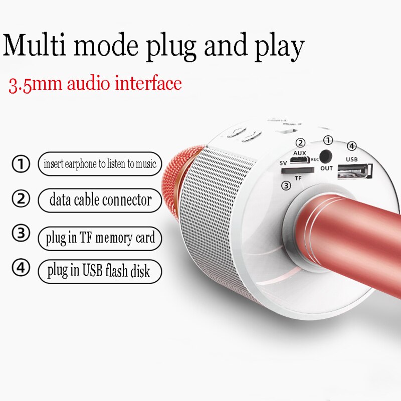 Karaoke Microphone Wireless Bluetooth Microphone Speaker Handheld Microfone Player Singing Recorder Mic Home KTV