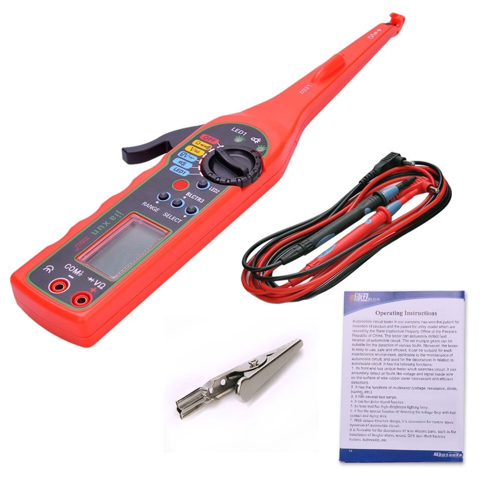 Acheheng Auto car Power Electric Circuit Tester MS8211 0-380V Automotive Multimeter Lamp Car Repair Tool With LCD Screen Display: Red