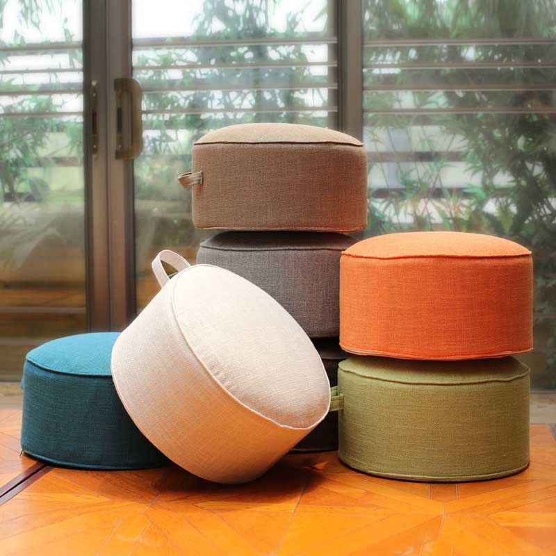 Coussin de siège rond Tatami lavable , épais, Futon, pour Table à thé, balcon, salon, baie vitrée