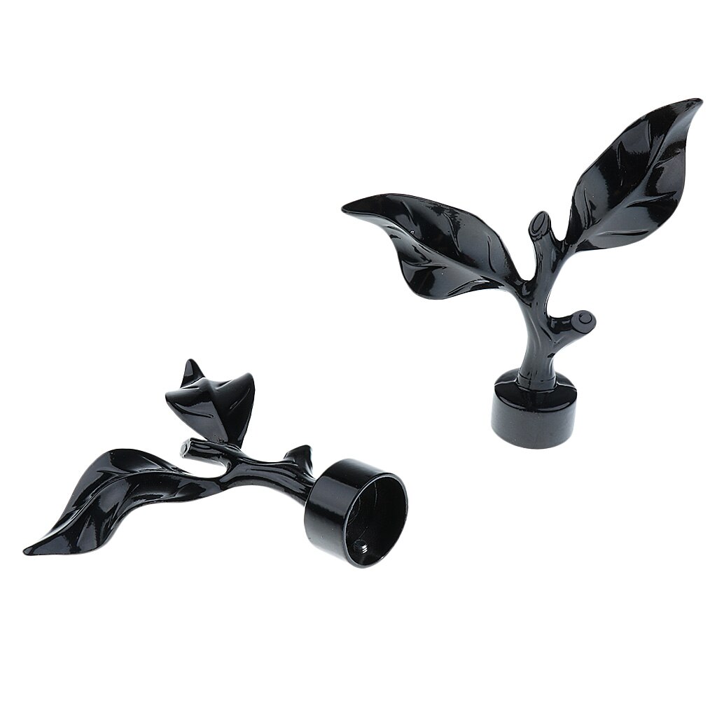Pair Decorative Window Curtain Rod End Drapery Rail Pole Head Cap fit 28mm Dia. Rods: Black
