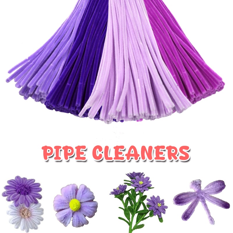 Limpiadores de tuberías de la serie púrpura, suministros para manualidades, manualidades y manualidades, 200 piezas