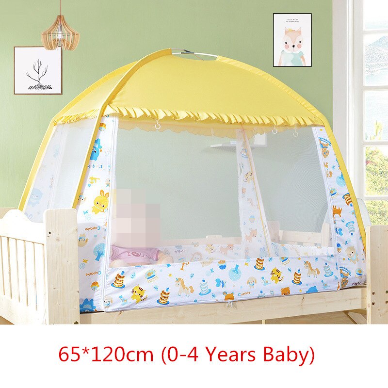 Tenda a rete per dormire per bambini estivi con staffa grande spazio per bambini zanzariera baldacchino per 0-8 anni biancheria da letto per bambini culla rete 4 dimensioni: 65x120cm yellow