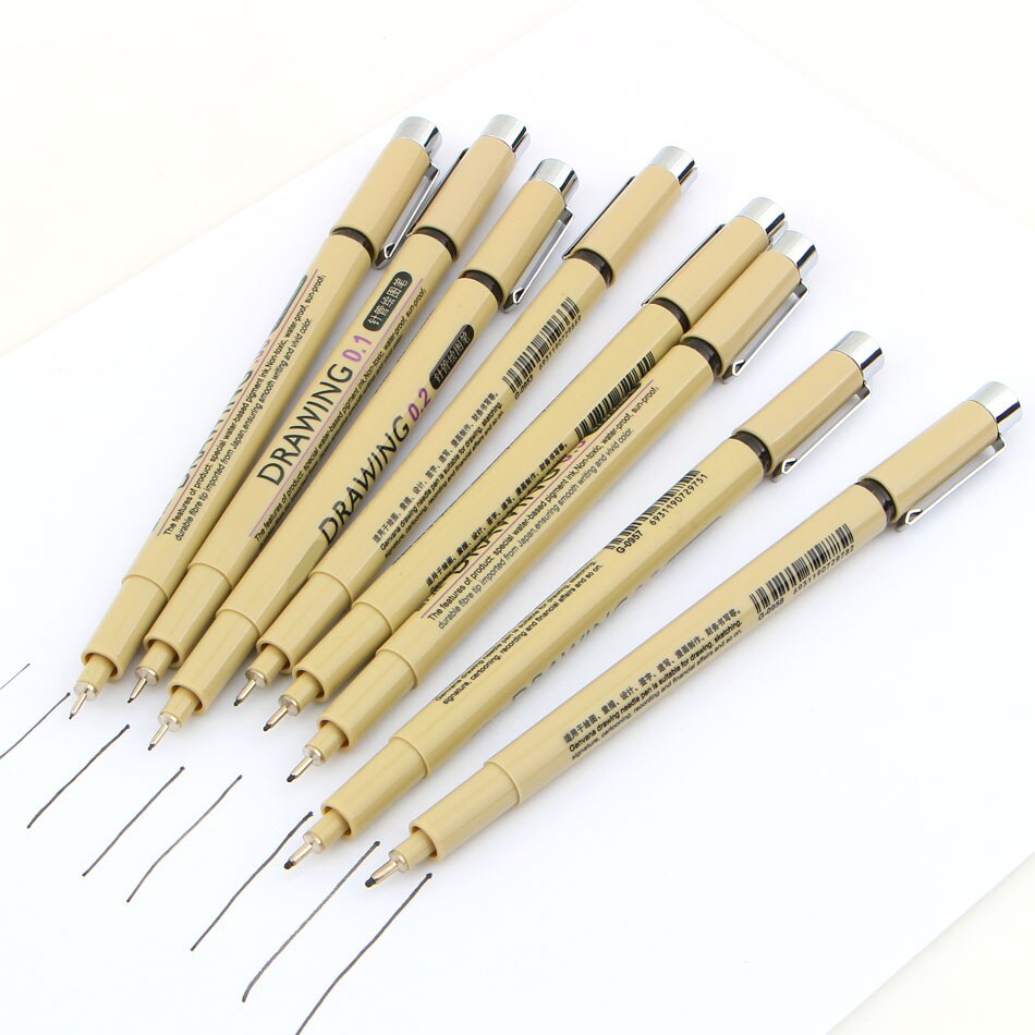 Excellent Black Technical Graphic Fine Line Drawing Pen Sketch Ink Marker Pen 0.05-0.8mm For Hook Line Painting Pen