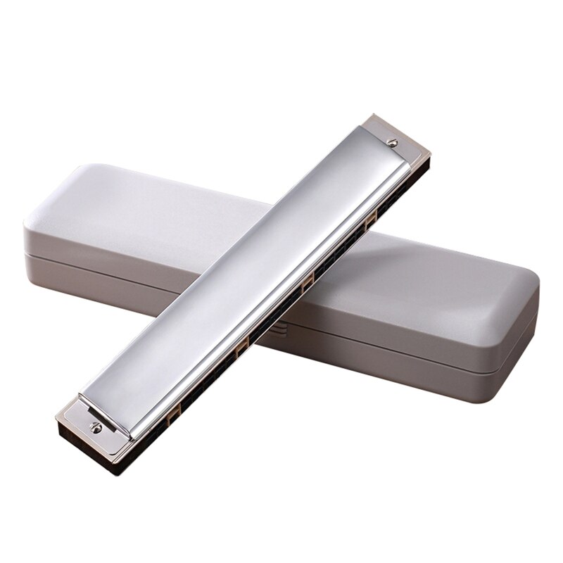 094C 24-Holes Tremolo Harmonica, Sleutel Van C Voor Beginners En Volwassenen Met Hard Case: Silver C