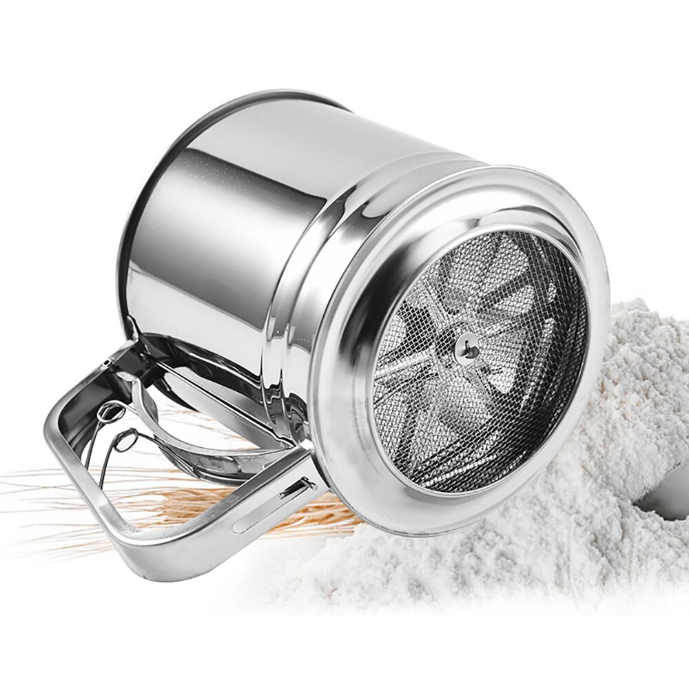 Multi-model Handheld 250ml 500ml 750ml Filter Sieve Baking Tool Stainless Steel 30 Mesh Semi-automatic Flour Sieve Kitchen Tools