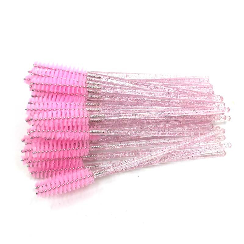 Crystal Disposable Lash Makeup Brush Applicator Styling Tools Individual Mini Mascara Wand Brush Eyelash extension: Pink